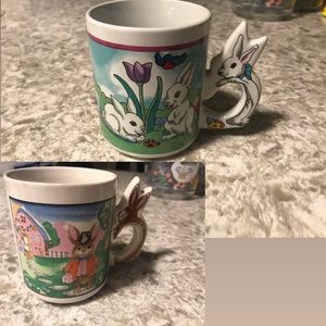 Vintage Bunny Handled Mugs